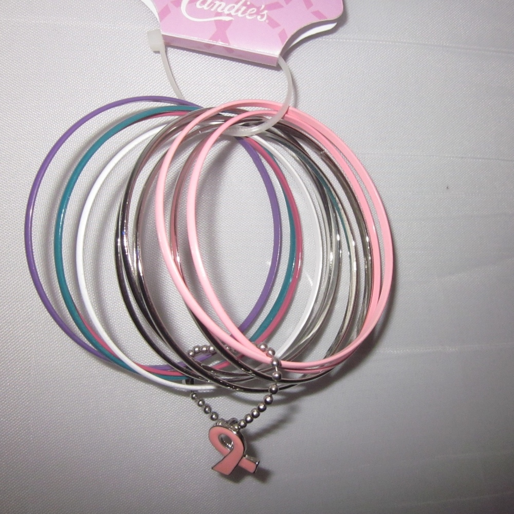 Candie's 12 Bangle Bracelets Set Breast Cancer